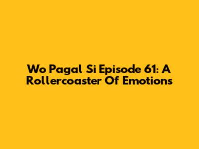 Wo Pagal Si Episode 61: A Rollercoaster Of Emotions