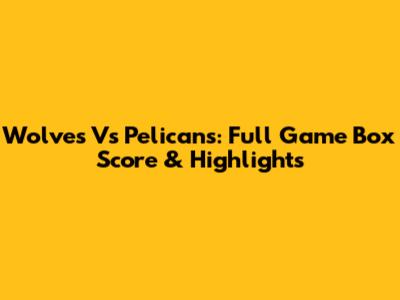 Wolves Vs Pelicans: Full Game Box Score & Highlights