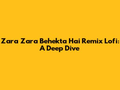 Zara Zara Behekta Hai Remix Lofi: A Deep Dive