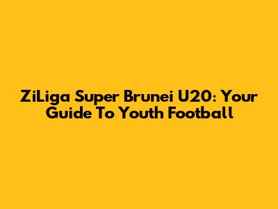 ZiLiga Super Brunei U20: Your Guide To Youth Football