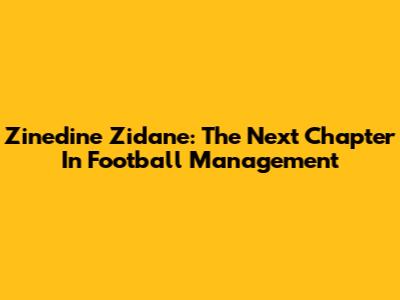 Zinedine Zidane: The Next Chapter In Football Management