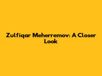 Zulfiqar Meherremov: A Closer Look